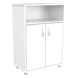 Inval 23.62x14.96x32.87 in. Microwave Storage Utility Cabinet in Laricina White