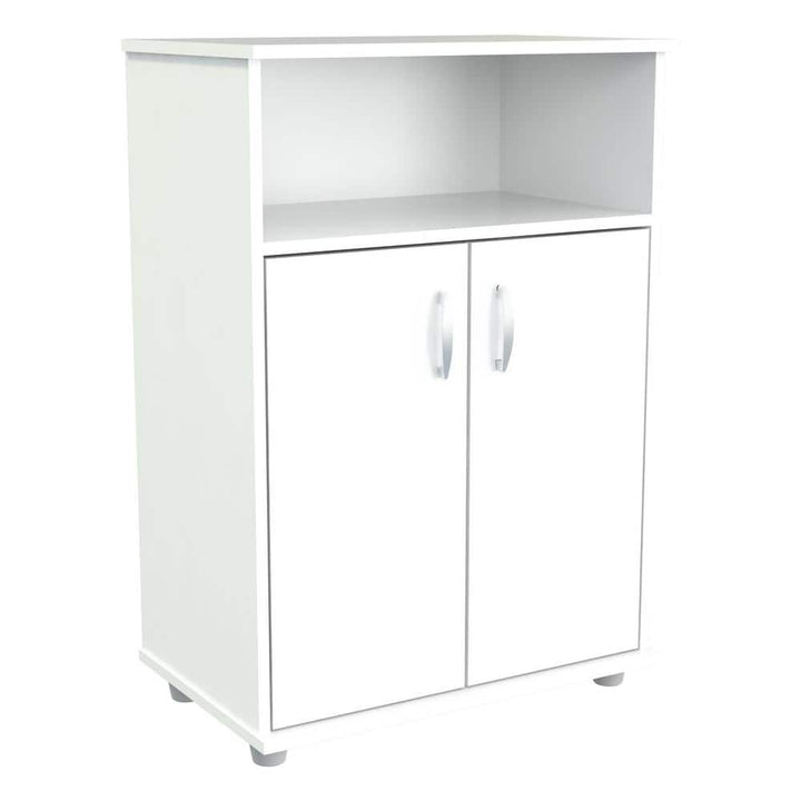 Inval 23.62x14.96x32.87 in. Microwave Storage Utility Cabinet in Laricina White