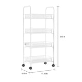 Lavish Home 4-Tier Metal Wheeled Narrow Storage Shelf Organizer Cart
