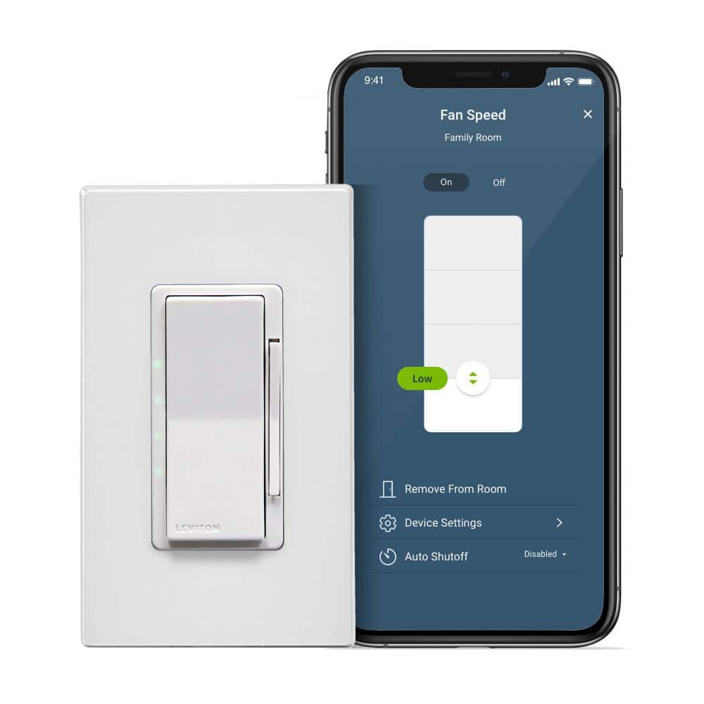 Leviton Decora Smart Wi‑Fi Fan Speed Controller, White DW4SF-1RW