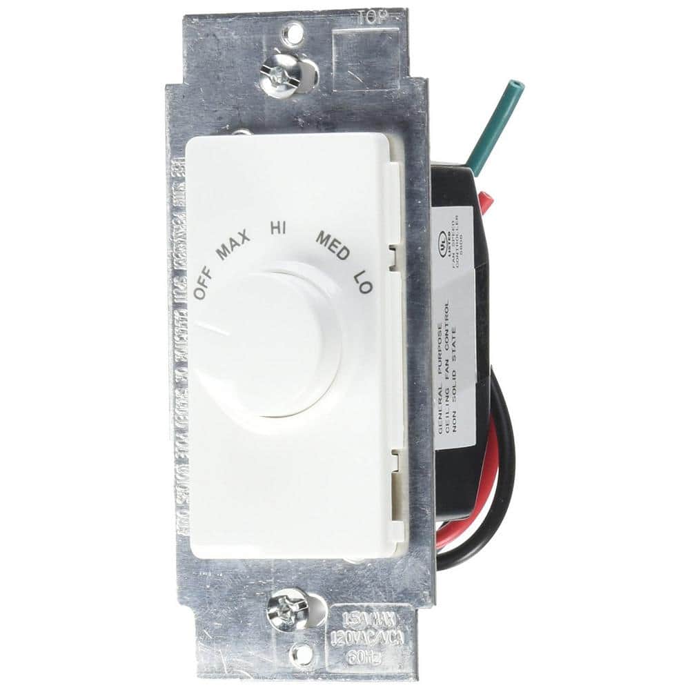 Leviton 1.5 Amp Decora Single-Pole Rotary Step Fan Speed Control, White