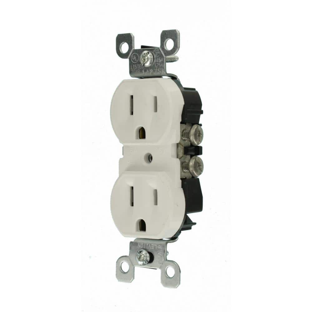 Leviton 15 Amp CO/ALR Duplex Outlet, 125V, White (Model 12650-W)
