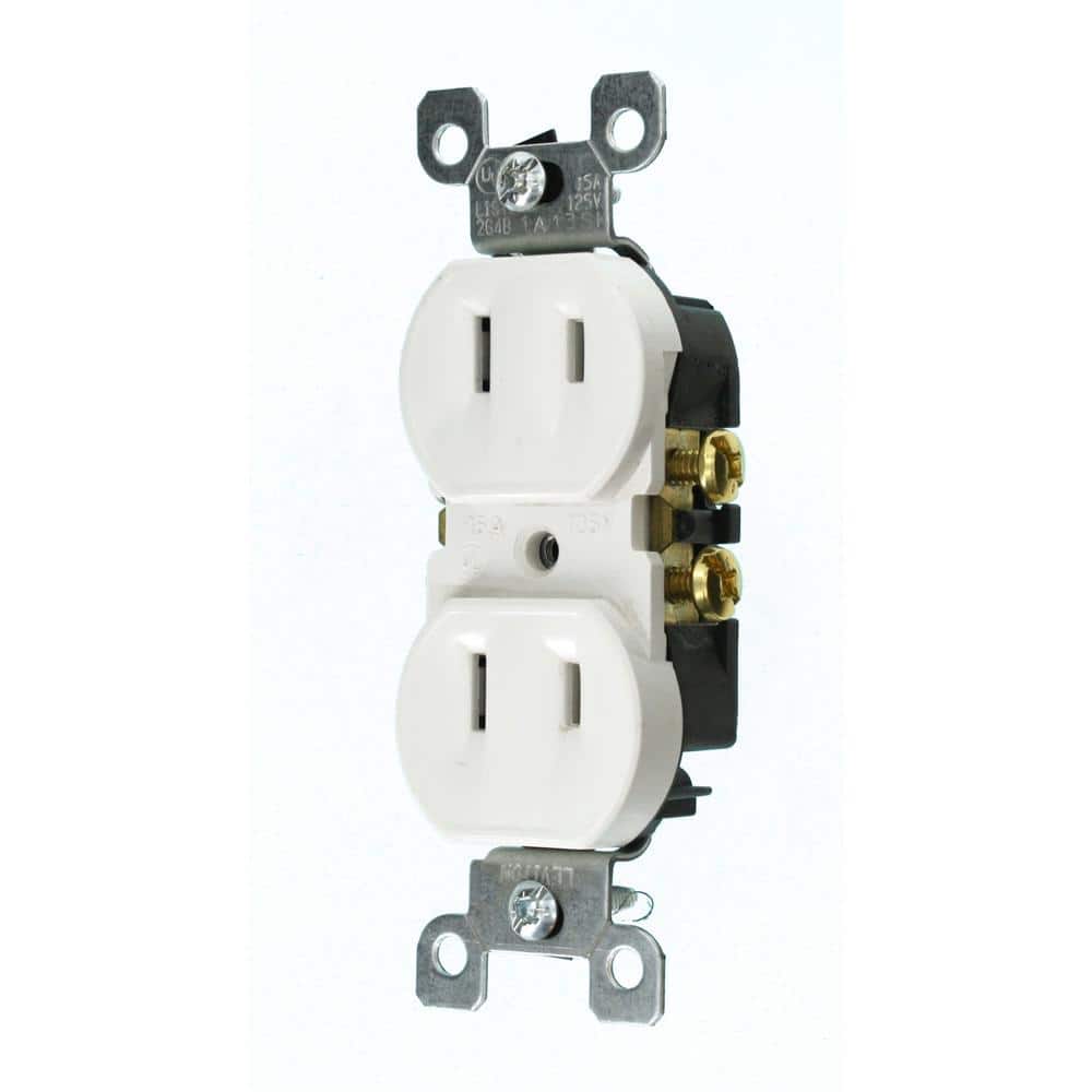 Leviton 15 Amp 2-Wire Duplex Outlet, White, NEMA 1-15R (Model 223-W)