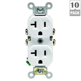 Leviton 20 Amp Commercial Grade Duplex Outlet, White (10-Pack)