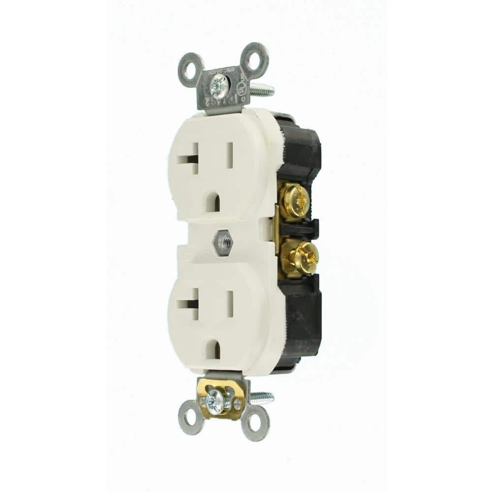 Leviton 20 Amp Commercial Grade Duplex Outlet, White (10-Pack)