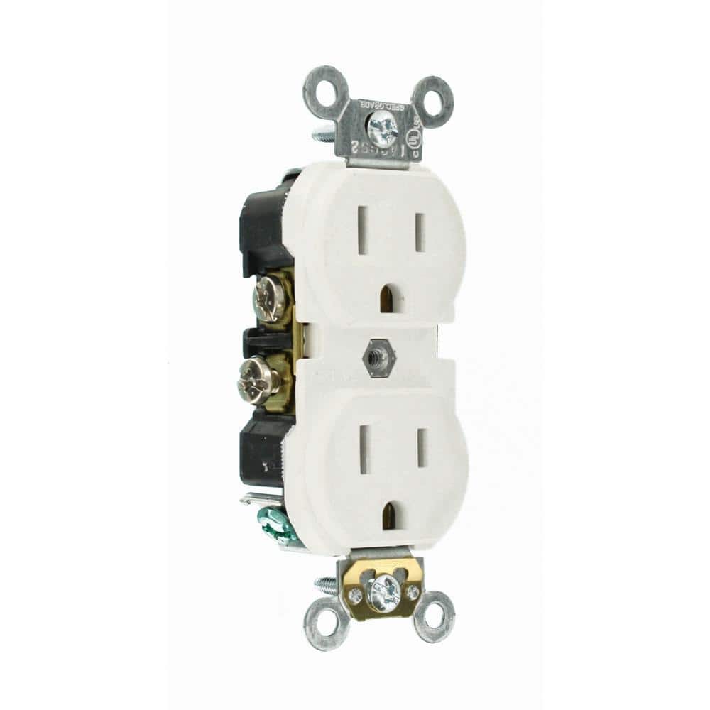Leviton 15 Amp Commercial Grade Duplex Outlet, White (10 Pack)