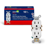 Leviton 15 Amp Commercial Grade Duplex Outlet, White (10 Pack)