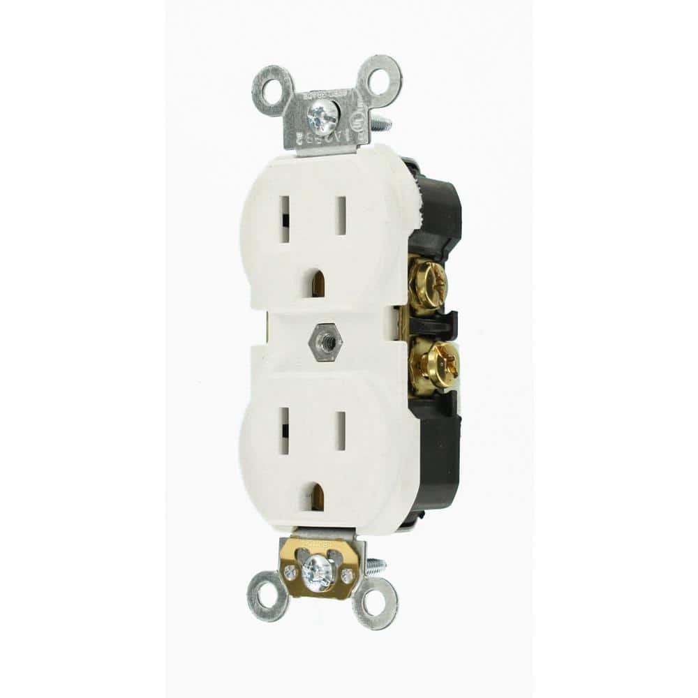 Leviton 15 Amp Commercial Grade Duplex Outlet, White (10 Pack)