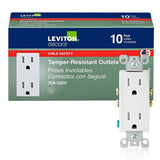 Leviton Decora 15 Amp Tamper-Resistant Duplex Outlet, White (10-Pack)