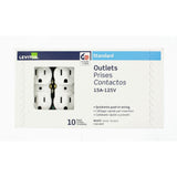 Leviton 15 Amp Residential Grade Grounding Duplex Outlet, White (10-Pack)
