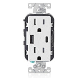 Leviton 15 Amp Decora Type A & C USB Charger Tamper-Resistant Outlet, White (R02-T5633-0BW)