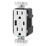 Leviton 15 Amp Decora Type A & C USB Charger Tamper-Resistant Outlet, White (R02-T5633-0BW)