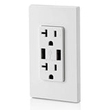 Leviton Decora 20 Amp 125-Volt Combination Duplex Outlet with Dual USB-A Charger, White