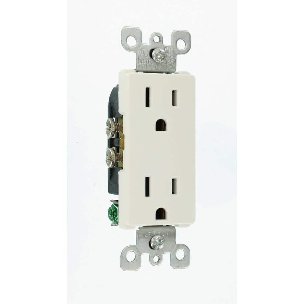 Leviton Decora 15 Amp Residential Grade Self-Grounding Duplex Outlet, White