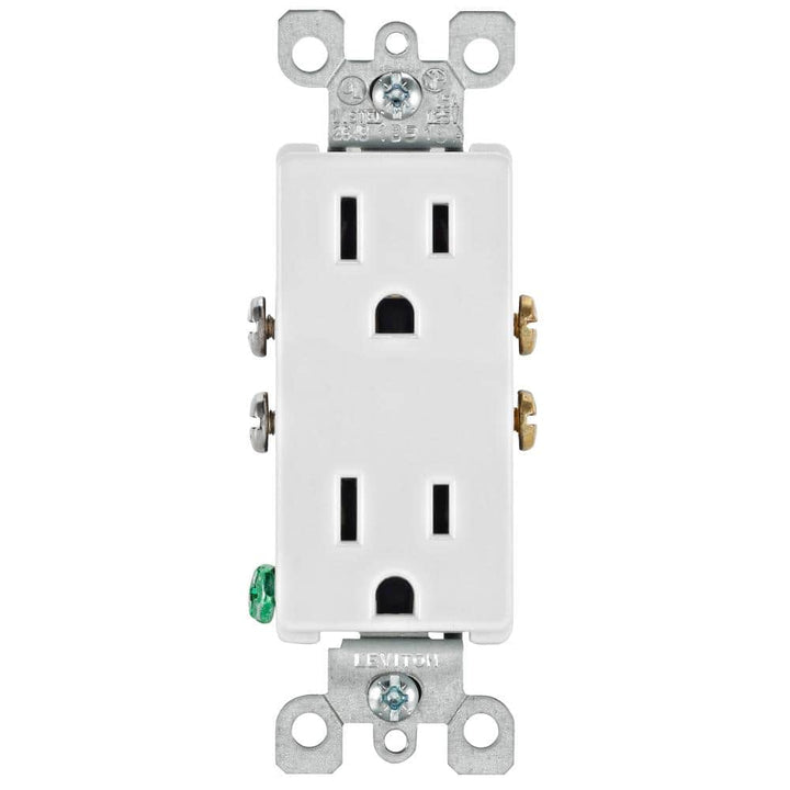 Leviton Decora 15 Amp Residential Grade Self-Grounding Duplex Outlet, White