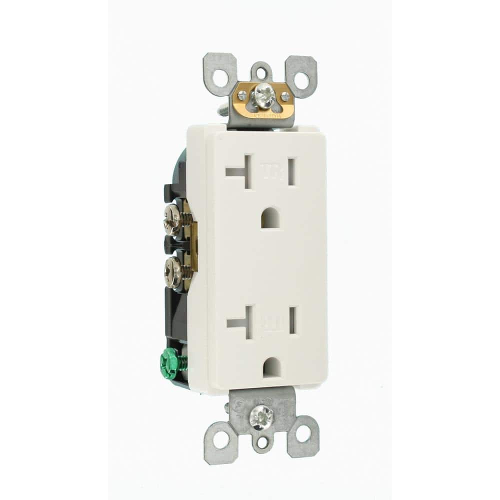 Leviton Decora 20 Amp Tamper-Resistant Duplex Outlet, 125V, White (R52-T5825-00W)