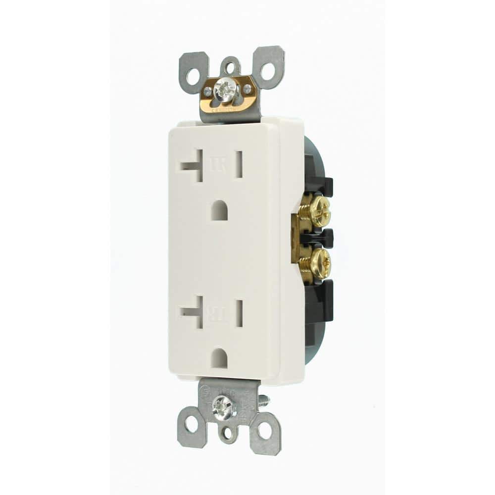 Leviton Decora 20 Amp Tamper-Resistant Duplex Outlet, 125V, White (R52-T5825-00W)