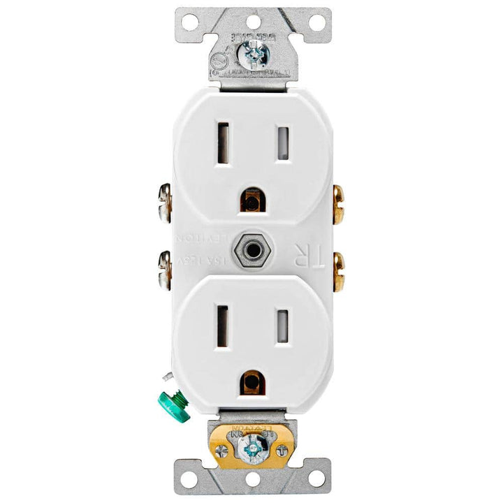 Leviton 15 Amp 125V Commercial Grade Tamper Resistant Duplex Outlet, White (R52-TCBR1-00W)