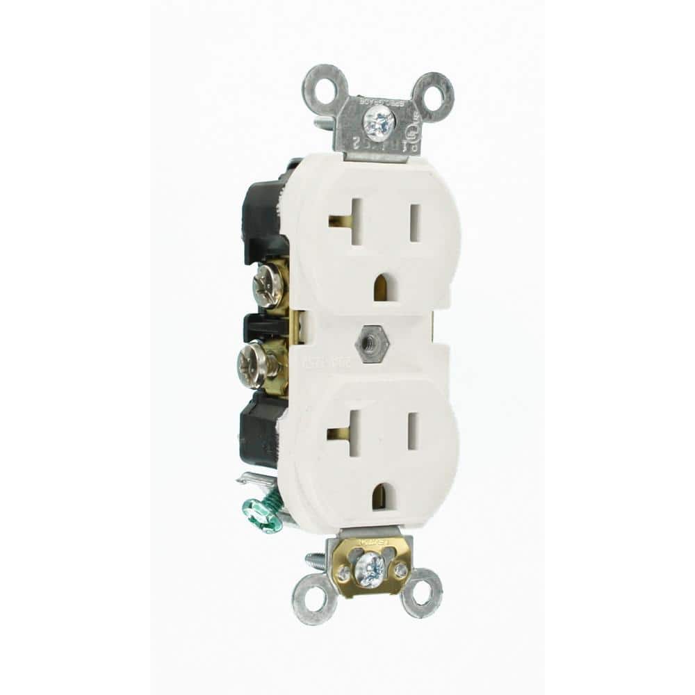 Leviton 20 Amp Commercial Grade Duplex Outlet, White (R62-CBR20-00W)