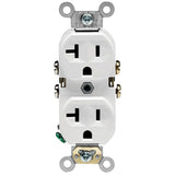 Leviton 20 Amp Commercial Grade Duplex Outlet, White (R62-CBR20-00W)