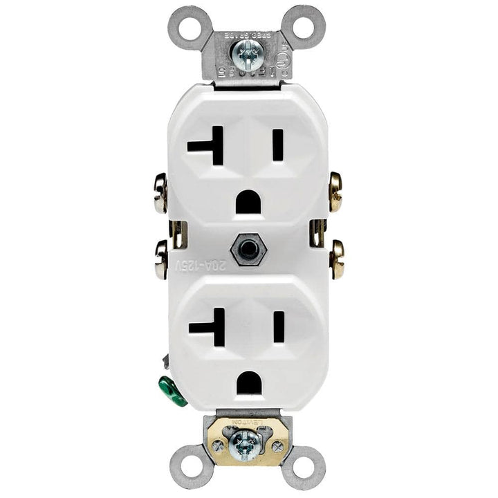 Leviton 20 Amp Commercial Grade Duplex Outlet, White (R62-CBR20-00W)