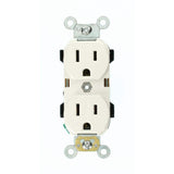 Leviton 15 Amp Industrial Grade Narrow-Body Duplex Outlet, White