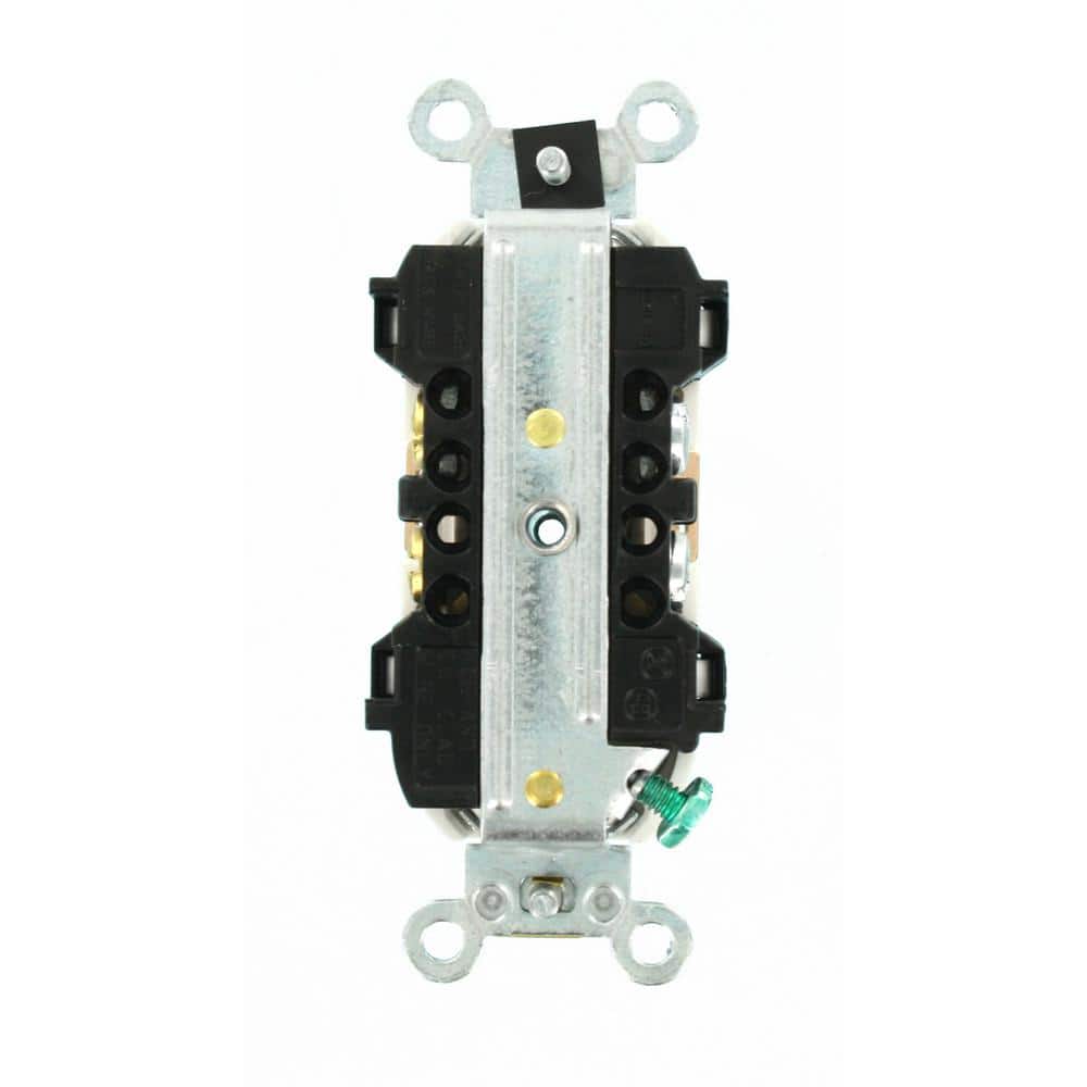 Leviton 15 Amp Industrial Grade Narrow-Body Duplex Outlet, White