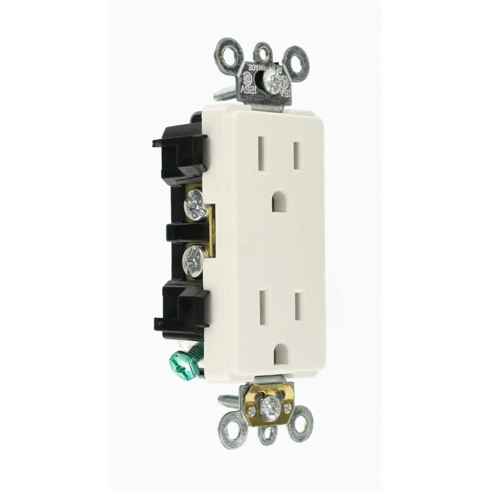 Leviton Decora Plus 15 Amp Industrial Grade Duplex Outlet, White