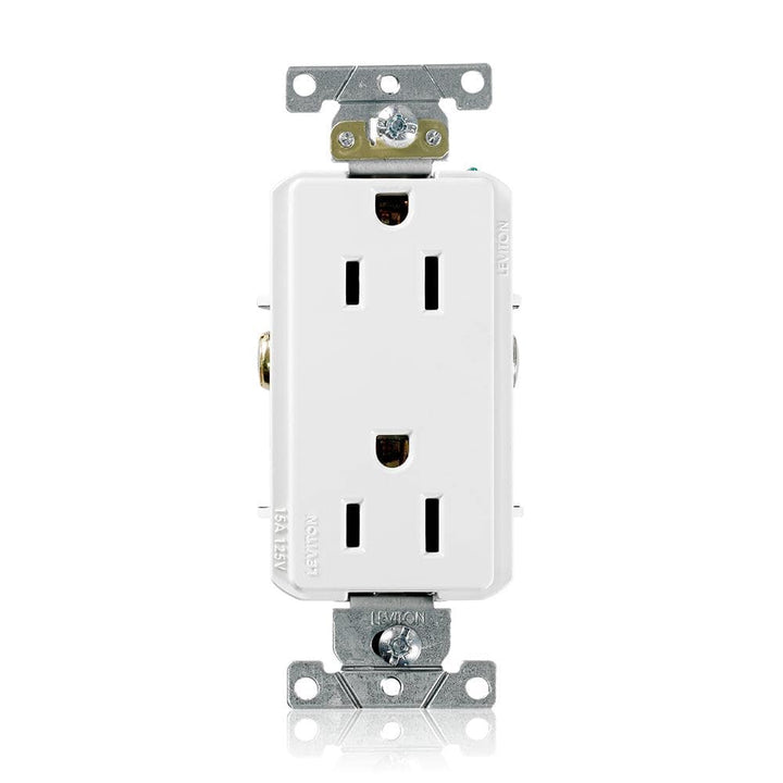 Leviton Decora Plus 15 Amp Industrial Grade Duplex Outlet, White