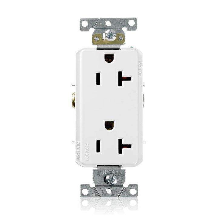 Leviton Decora Plus 20 Amp 125-Volt Industrial Grade Duplex Outlet/Receptacle, White (R82-16352-0WS)