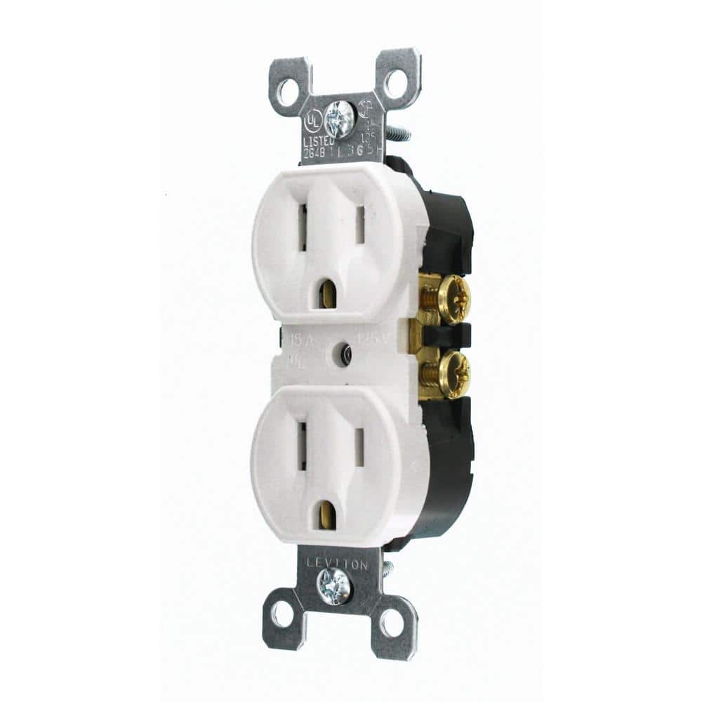 Leviton 15 Amp Tamper-Resistant Duplex Outlet, White