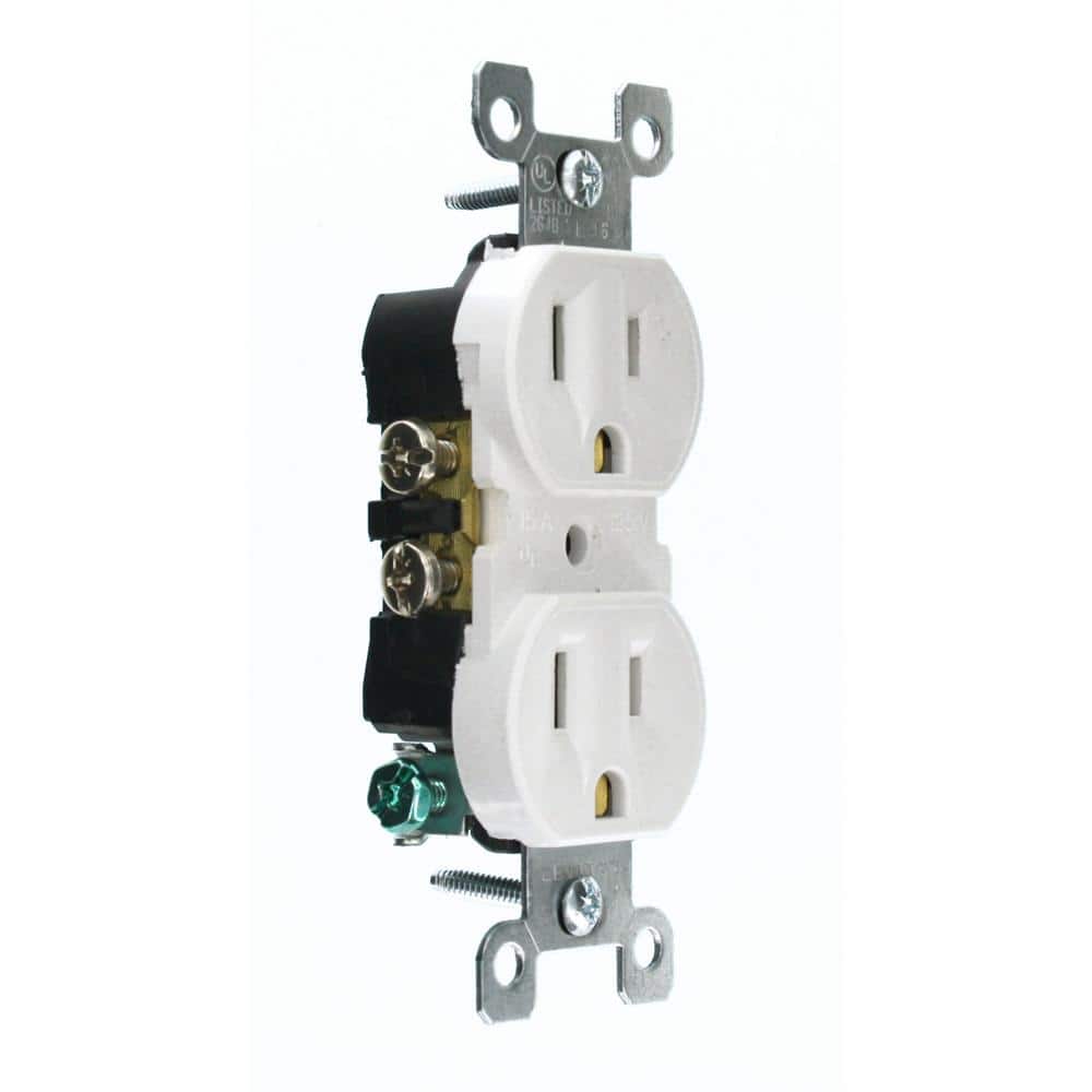 Leviton 15 Amp Tamper-Resistant Duplex Outlet, White