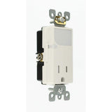 Leviton Decora 15 Amp Combination Single Outlet with LED Sensor Guide Light, White