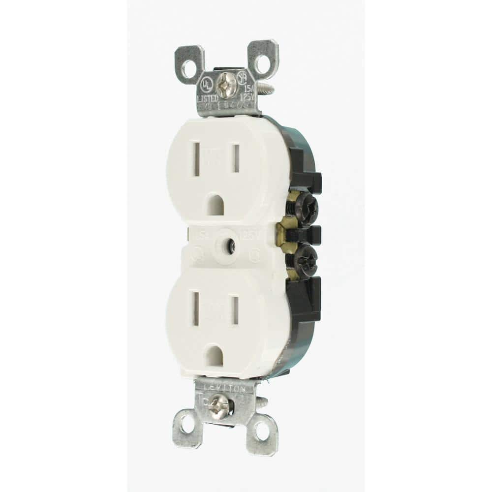 Leviton 15 Amp Weather & Tamper-Resistant Duplex Outlet, 125V, White (W5320-T0W)