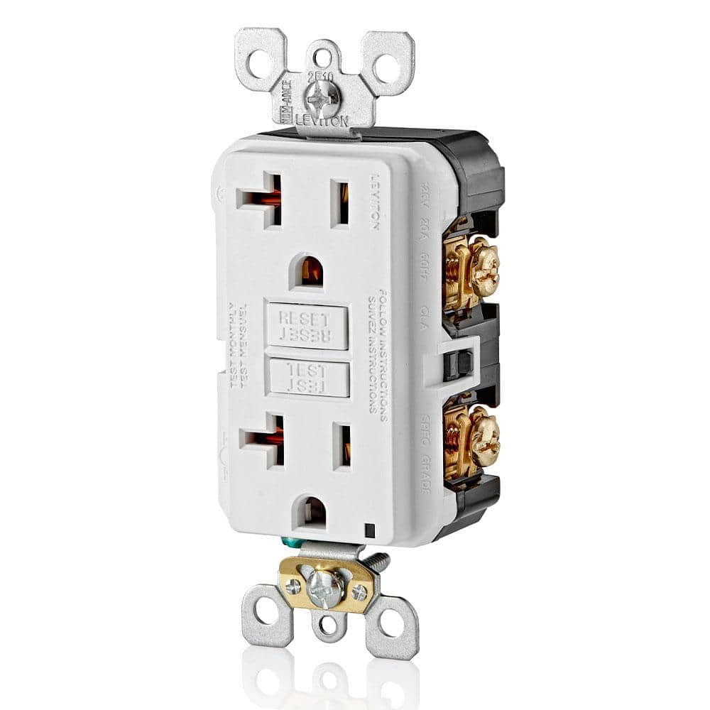 Leviton 20 Amp 125-Volt Duplex Self-Test Slim GFCI Outlet, White (4-Pack)
