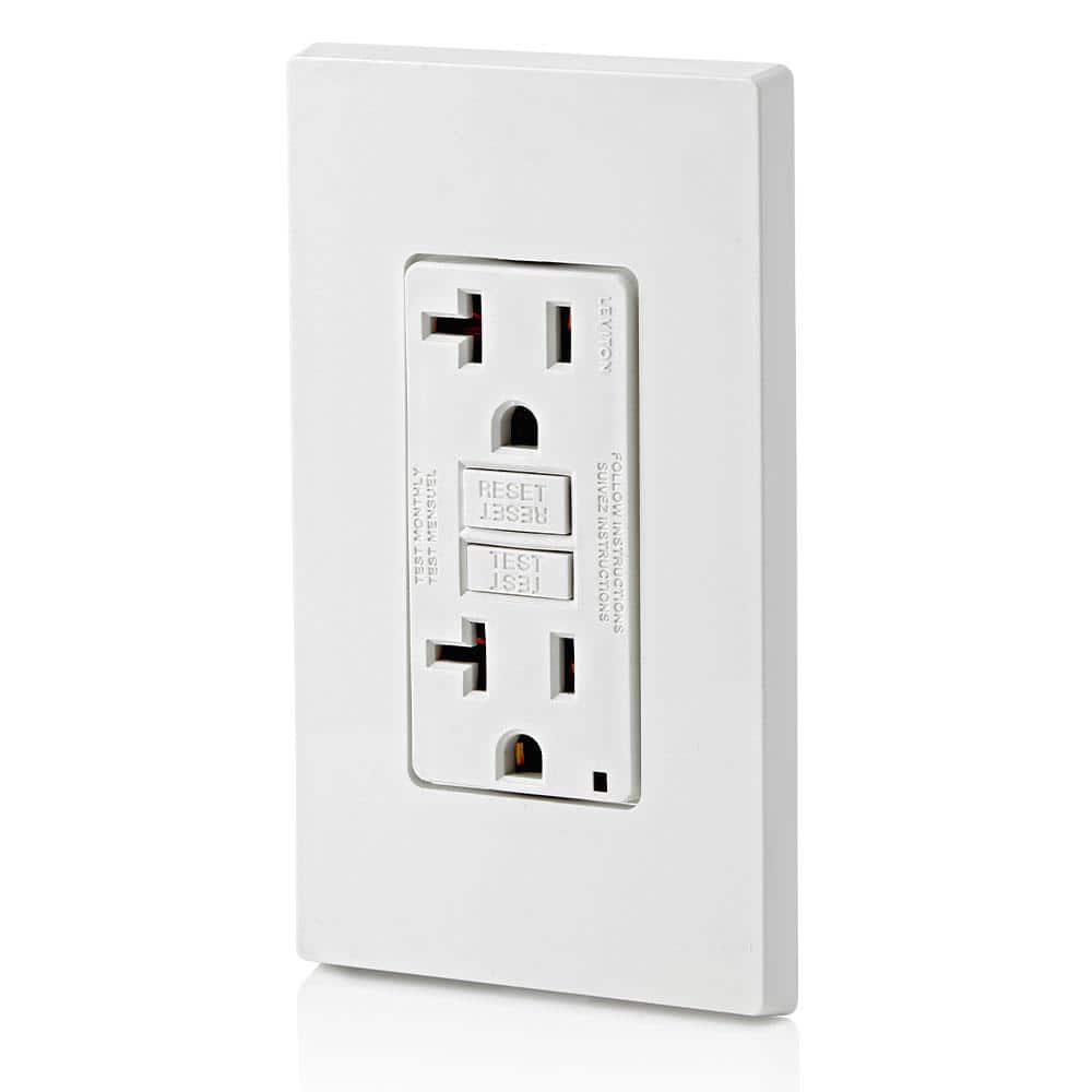 Leviton 20 Amp 125-Volt Duplex Self-Test Slim GFCI Outlet, White (4-Pack)