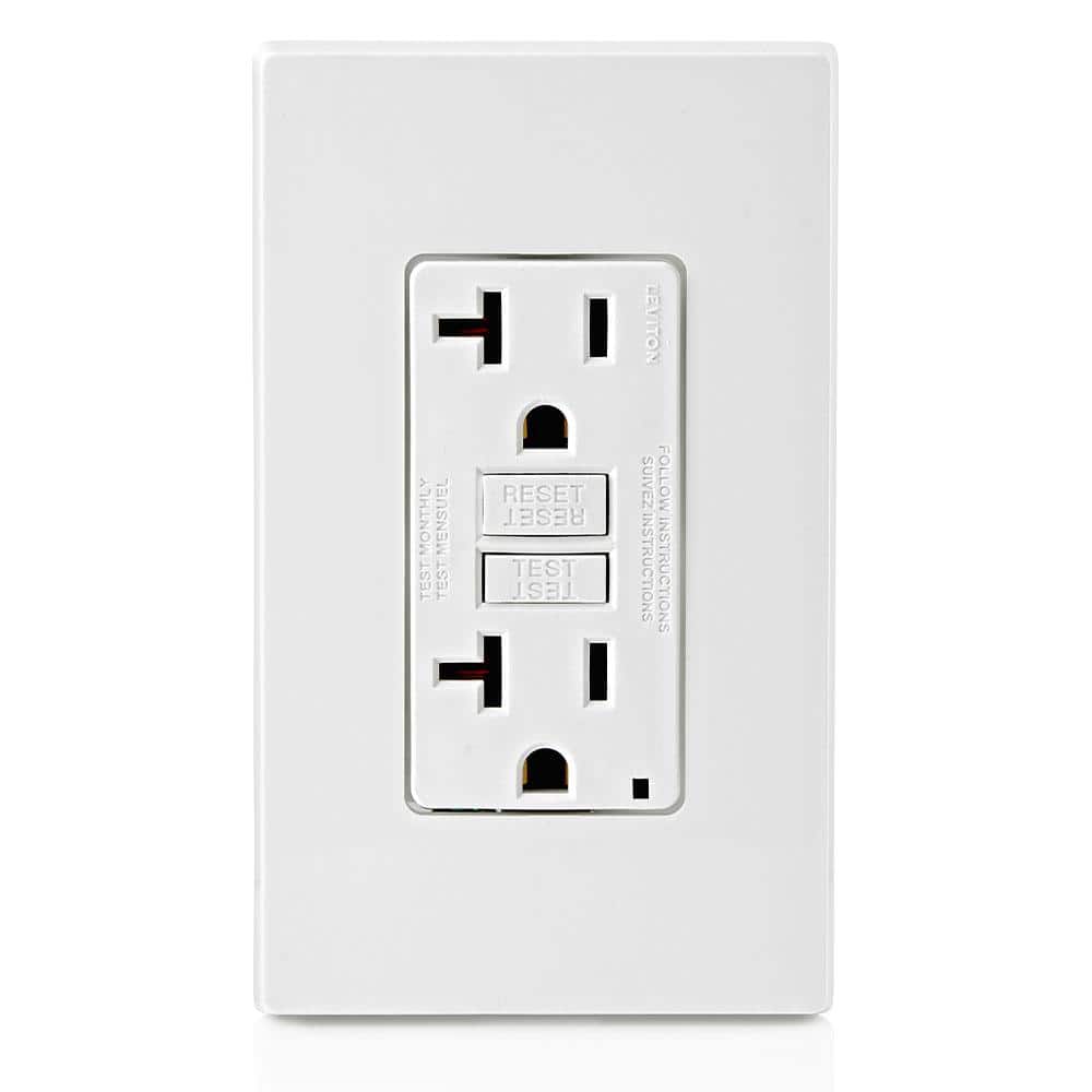 Leviton 20 Amp 125-Volt Duplex Self-Test Slim GFCI Outlet, White (4-Pack)