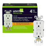 Leviton 15 Amp 125-Volt SmartlockPro SmarTest Tamper-Resistant Duplex GFCI Outlet, White (4-Pack)