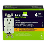 Leviton 15 Amp 125-Volt SmartlockPro SmarTest Tamper-Resistant Duplex GFCI Outlet, White (4-Pack)