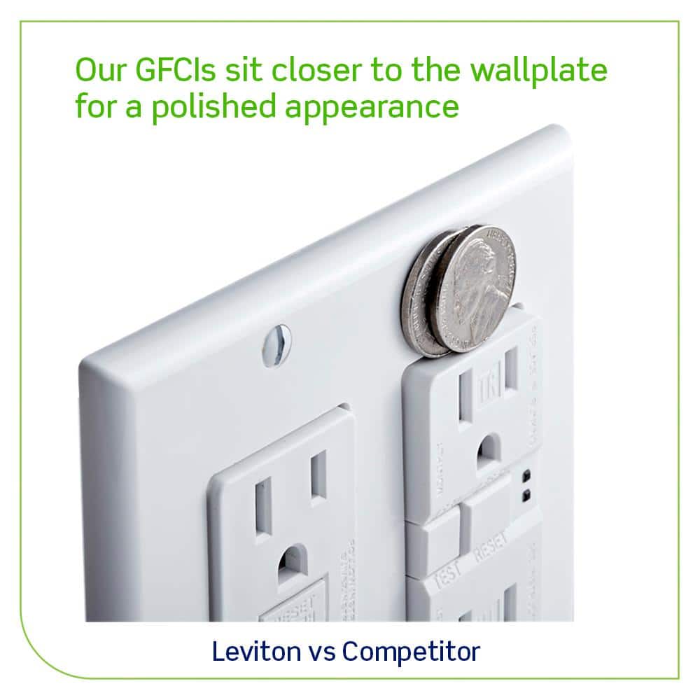 Leviton 20 Amp 125-Volt Duplex SmarTest Self-Test SmartlockPro Tamper-Resistant GFCI Outlet, White (4-Pack)