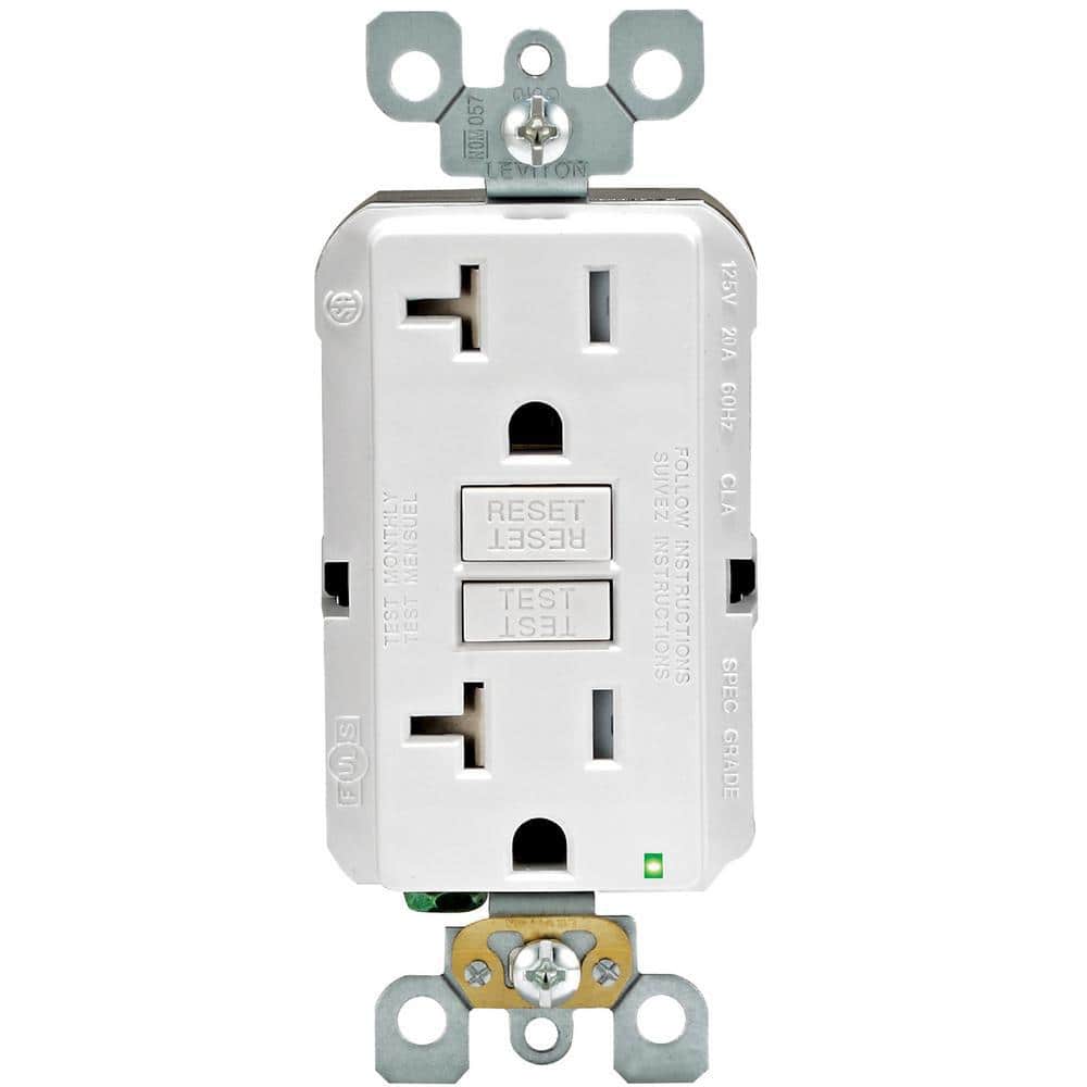 Leviton 20 Amp 125-Volt Duplex SmarTest Self-Test SmartlockPro Tamper-Resistant GFCI Outlet, White (4-Pack)