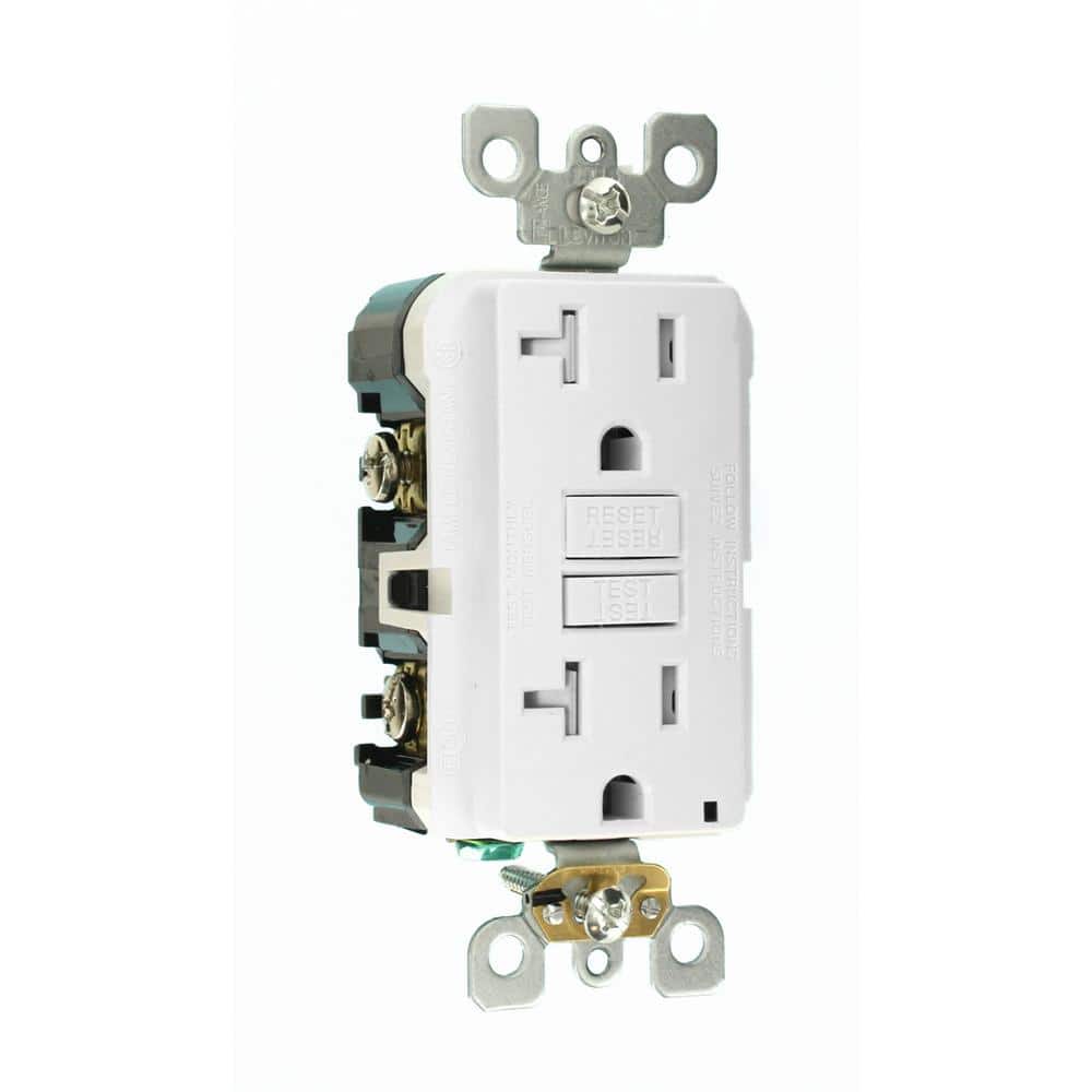 Leviton 20 Amp 125-Volt Duplex SmarTest Self-Test SmartlockPro Tamper-Resistant GFCI Outlet, White (4-Pack)
