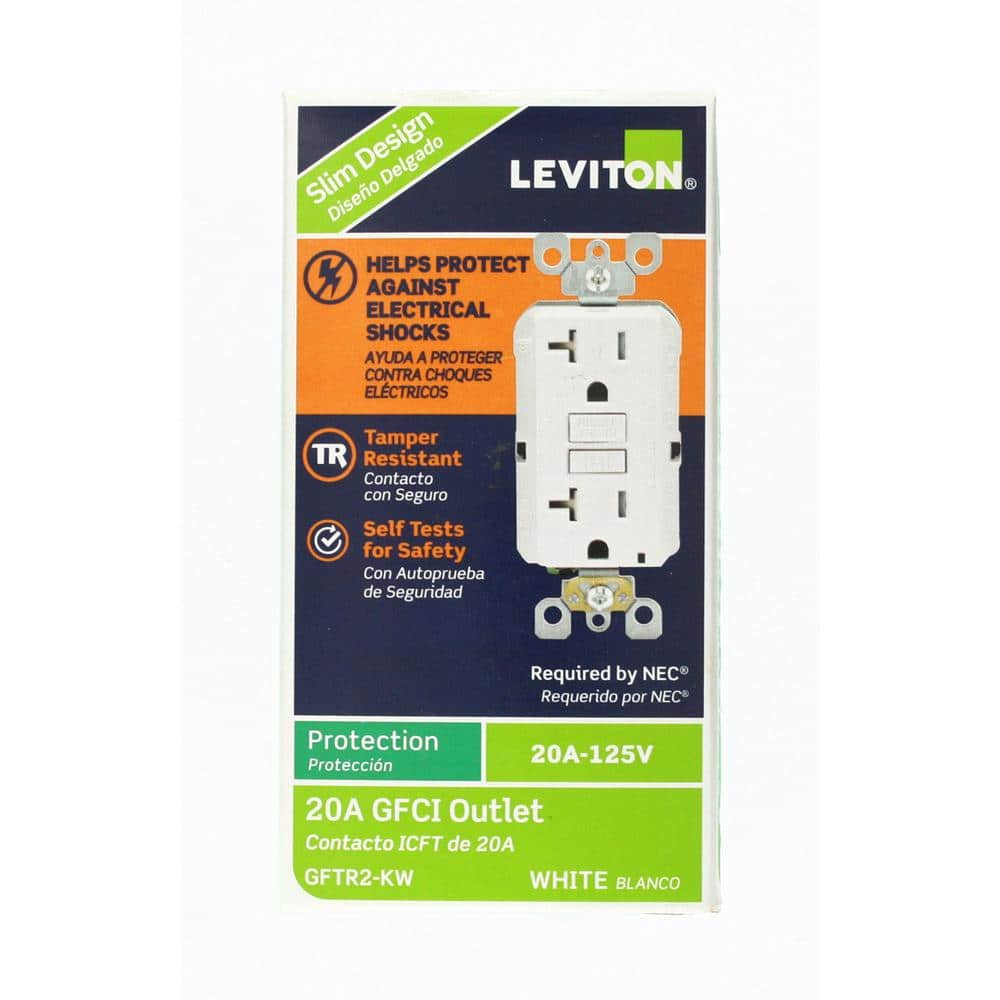 Leviton 20 Amp 125-Volt Duplex SmarTest Self-Test SmartlockPro Tamper-Resistant GFCI Outlet, White (4-Pack)