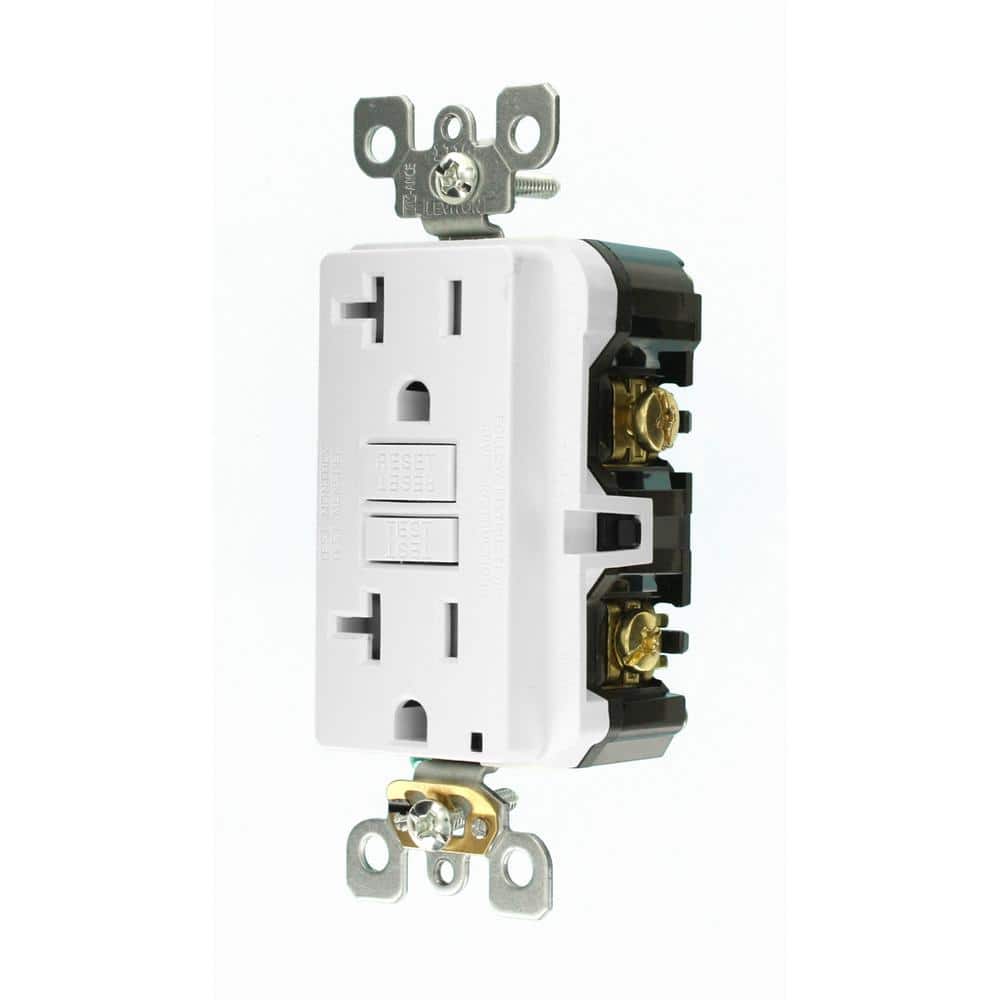 Leviton 20 Amp Self-Test SmartlockPro Slim Duplex Tamper Resistant GFCI Outlet, White (3-Pack)