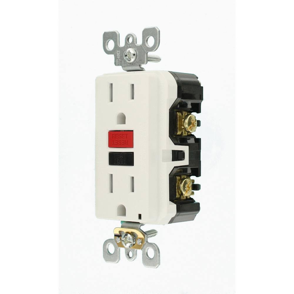Leviton 15 Amp Self-Test SmartlockPro Slim Duplex Tamper Resistant GFCI Outlet, White (3-Pack)