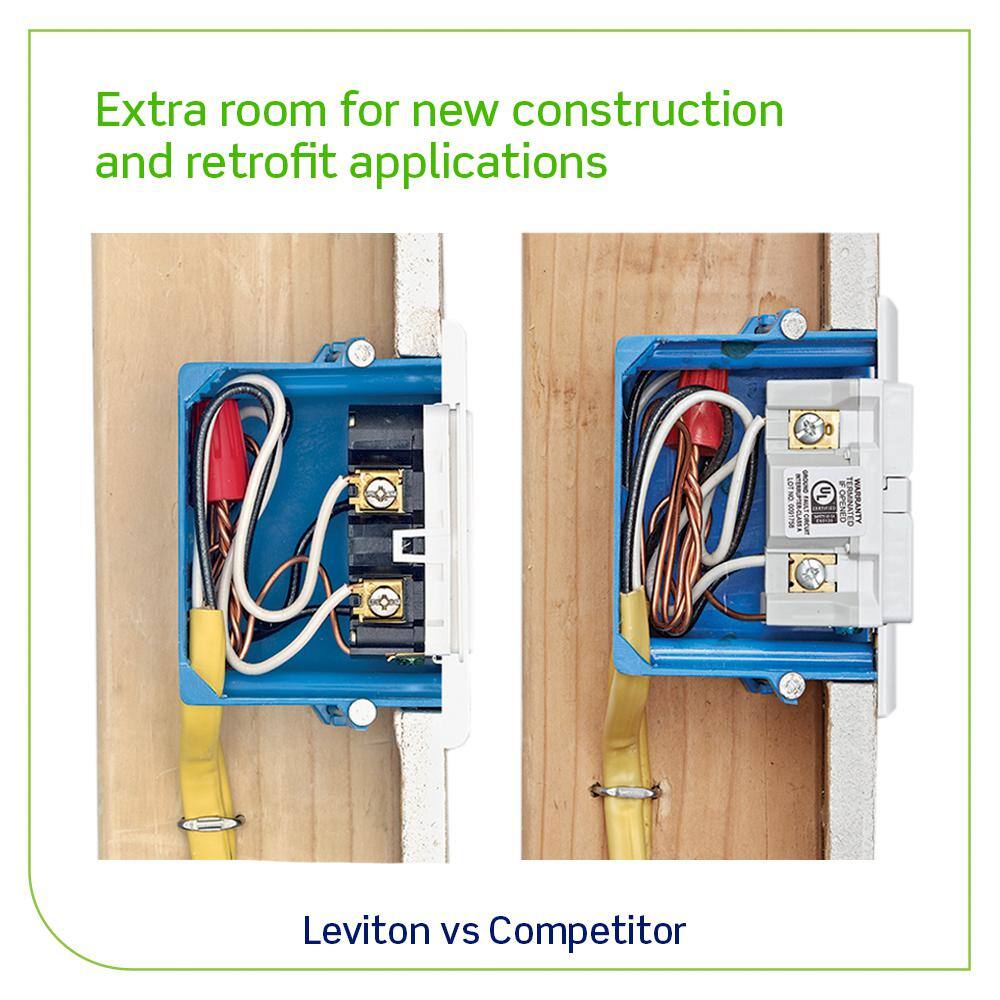 Leviton 15 Amp Self-Test SmartlockPro Slim Duplex Tamper Resistant GFCI Outlet, White (3-Pack)