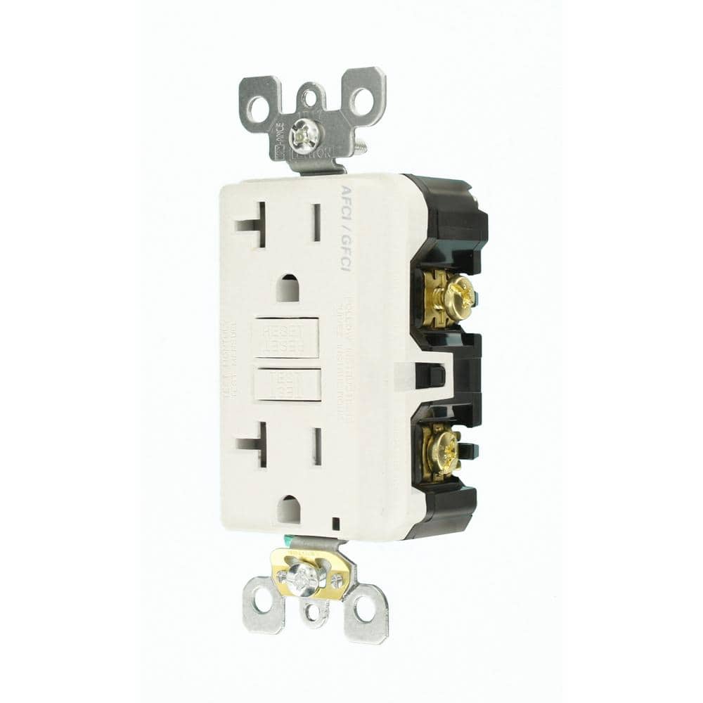 Leviton 20 Amp 125-Volt SmartlockPro Tamper-Resistant AFCI/GFCI Dual-Function Duplex Outlet, White (R02-AGTR2-0KW)
