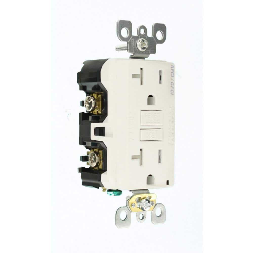 Leviton 20 Amp 125-Volt SmartlockPro Tamper-Resistant AFCI/GFCI Dual-Function Duplex Outlet, White (R02-AGTR2-0KW)