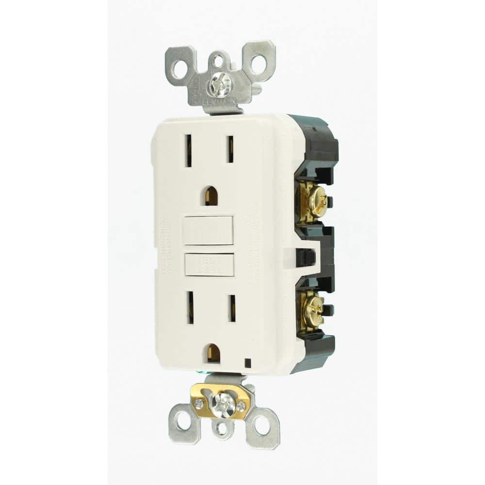 Leviton 15 Amp Self-Test SmartlockPro Slim Duplex GFCI Outlet, White