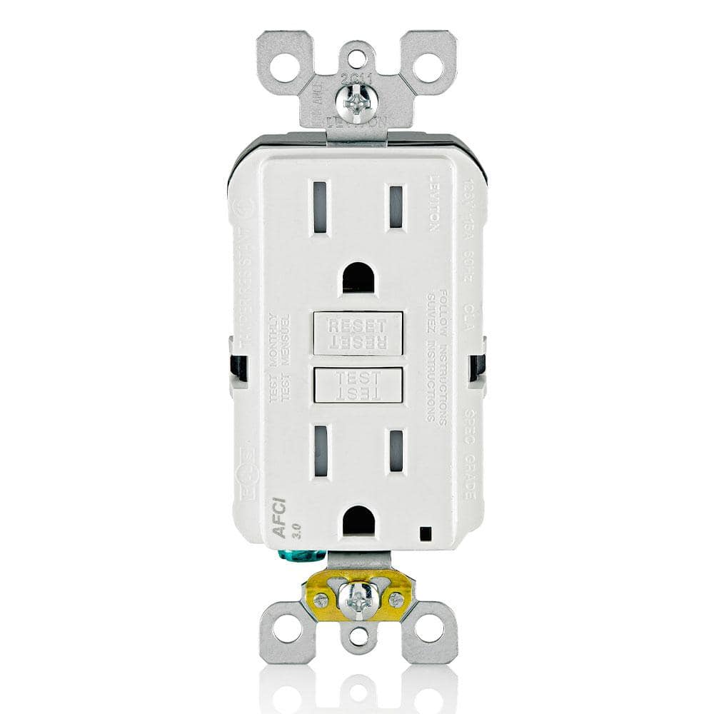 Leviton 15 Amp Tamper Resistant AFCI Outlet, White